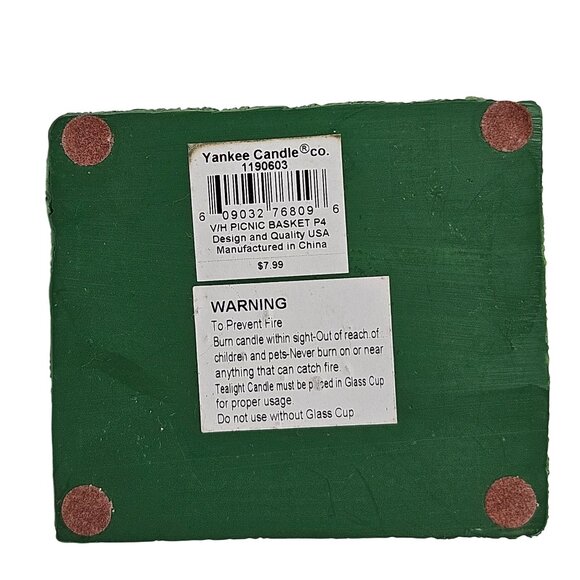 Yankee Candle Picnic Basket Votive Candle Holder Glass Insert Wine Fruit Bread - Picture 8 of 10